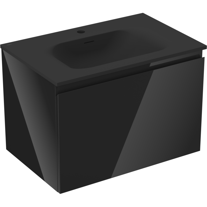 Mexen Orio szafka łazienkowa 70 cm z umywalką Vela, 1 szuflada, czarna połysk/czarna mat - 91A10-07047-1-BF70-W23M71
