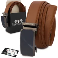 Paski - Pasek męski skórzany klamra automatyczna brązowy Beltimore A49 brązowy, beżowy r.115-130 cm - miniaturka - grafika 1