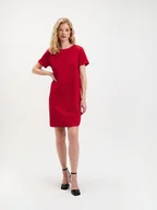 Sukienki - Czerwona mini sukienka z imitacji zamszu - miniaturka - grafika 1