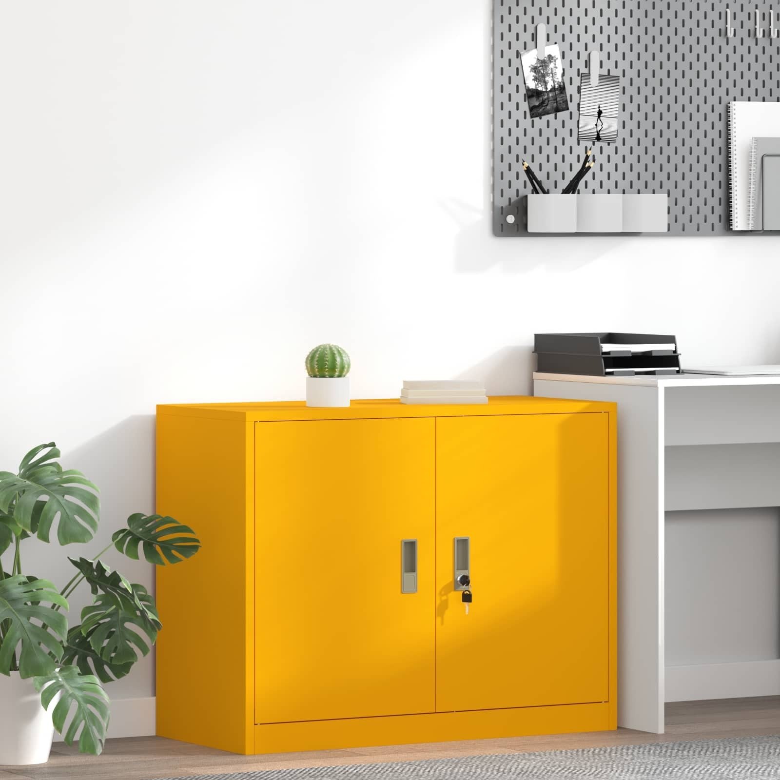 vidaXL Szafka do przechowywania Musztardowy Żółty 90 x 40 x 70 cm