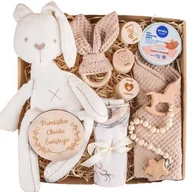 Zestawy upominkowe - PREZENT NA CHRZEST PAMIĄTKA ZESTAW BOX maskotka gryzaki pieluszka - miniaturka - grafika 1