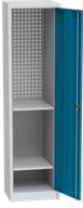Szafy i regały magazynowe - Szafa warsztatowa na narzędzia wąska KOVOS, 2 półki, spawana, perforowana, 505 x 500 x 1950 mm - miniaturka - grafika 1