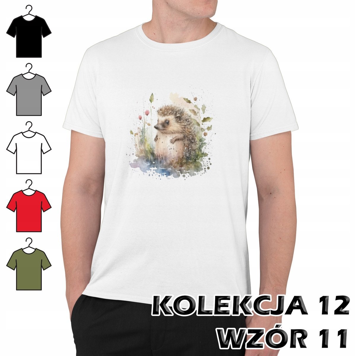 T-SHIRT KOSZULKA MĘSKA ZWIERZAKI WYDRA JEŻ JEŻYK SZOP PRACZ LAS WIEŚ XS