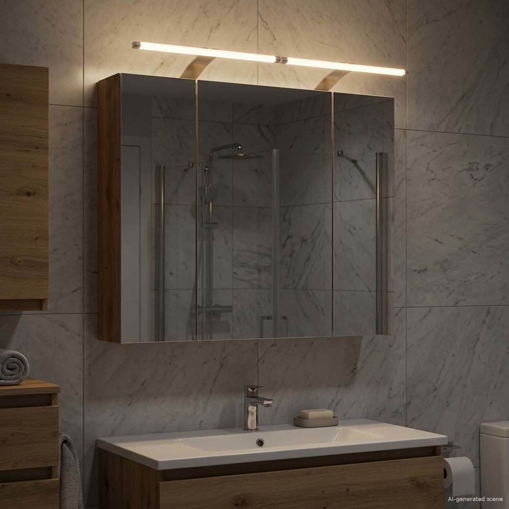 vidaXL vidaXL Szafka z lustrem do łazienki Ze LED Lights Dąb rzemieślniczy