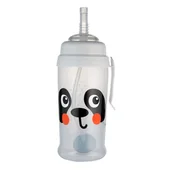 Kubki dla dzieci - CANPOL Bidon niekapek z silikonowym ustikiem i rurką 350ml Panda - miniaturka - grafika 1