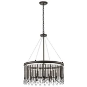 Lampy sufitowe - Elstead Lighting Żyrandol LAMPA wisząca KL/PIPER/6P KICHLER okrągła OPRAWA zwis z kryształkami crystal czarny przezroczysty - miniaturka - grafika 1
