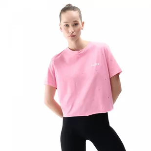 Damski t-shirt z nadrukiem Guess Skylar - różowy - GUESS - Koszulki sportowe damskie - miniaturka - grafika 1