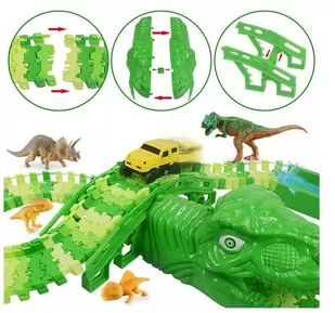 Tor wyścigowy raj park Dinozaurów autka tory 240 elementów - Tory, garaże, parkingi - miniaturka - grafika 2