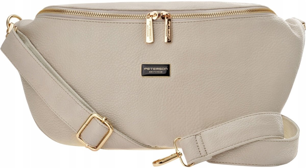 Peterson DUŻA NERKA Damska Torebka LISTONOSZKA Elegancka Klasyczna Beżowa
