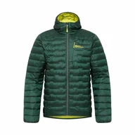 Kurtki i kamizelki sportowe męskie - Męska kurtka puchowa Jack Wolfskin PASSAMANI DOWN HOODY M black olive - XXL - miniaturka - grafika 1