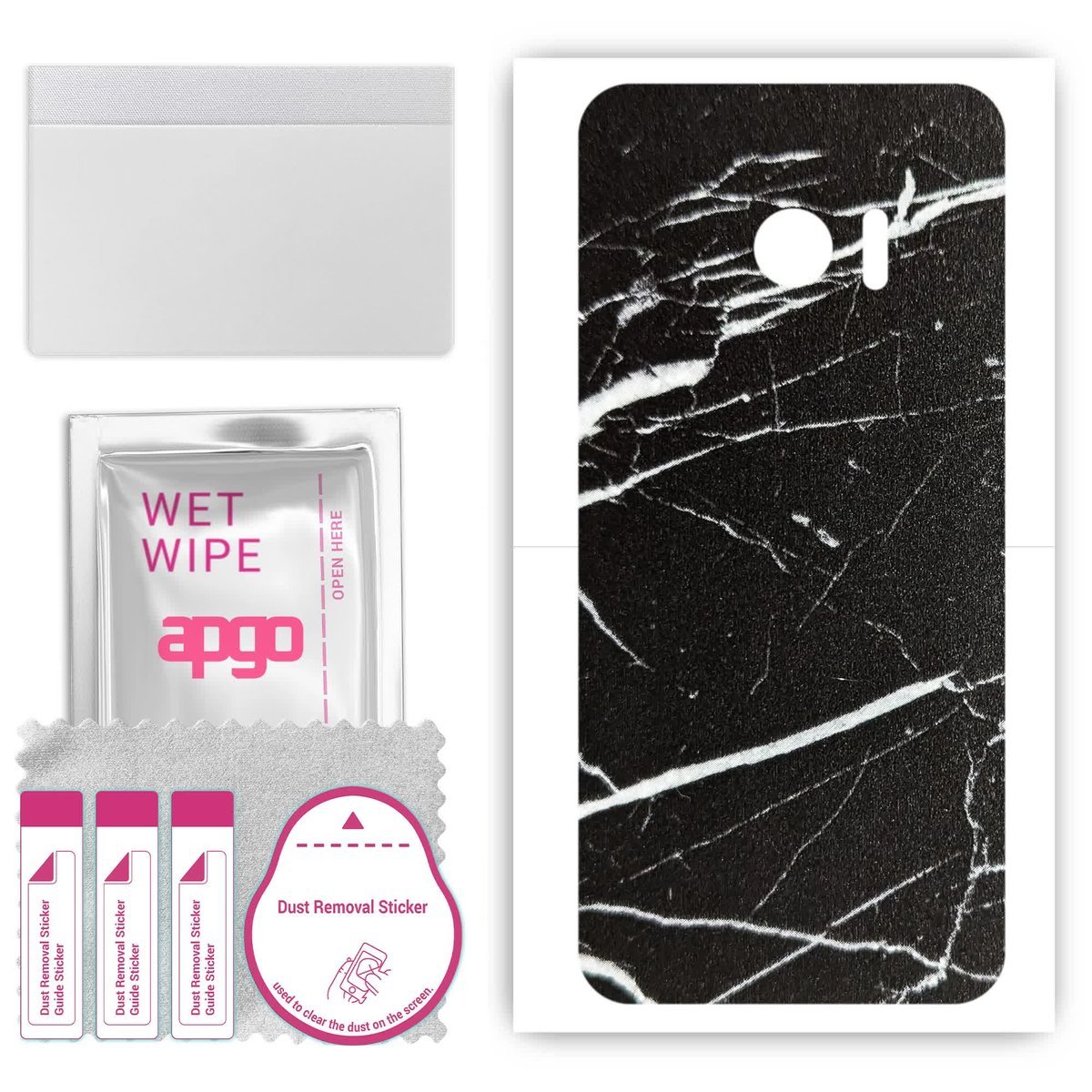 Folia naklejka skórka strukturalna na TYŁ do HTC 10 - Marmur Ciemny - apgo SKINS