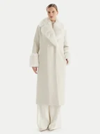 Płaszcze damskie - TWINSET Płaszcz zimowy 252TT2040 Beżowy Regular Fit - miniaturka - grafika 1