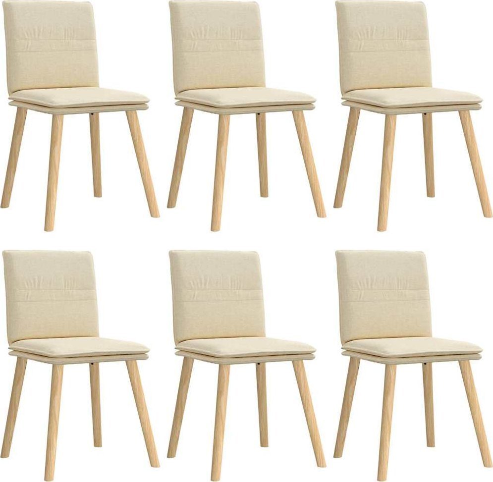 Krzesła stołowe, 6 szt., kremowe, tapicerowane tkaniną