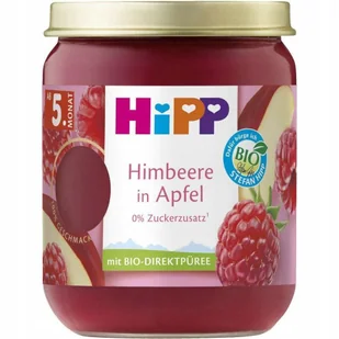 HIPP BIO MUS MALINA W JABŁKU 100% OWOCÓW 5m DESER - Desery dla dzieci - miniaturka - grafika 1