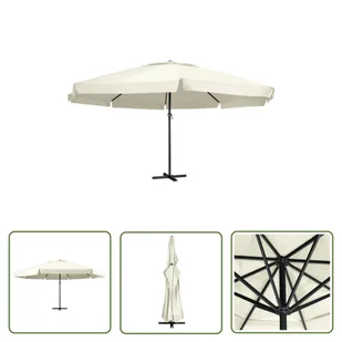 The Living Store Parasol ogrodowy na aluminiowym słupku - 600 cm - piaskowy - Parasol Ogrodowy - Parasole ogrodowe - miniaturka - grafika 1