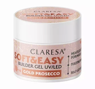 Claresa - Żel budujący SOFT&EASY builder gel gold prosecco 90g - Żele do paznokci - miniaturka - grafika 1