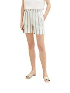 Spodenki damskie - TOM TAILOR Damskie szorty basic z lnu, 31948 - Offwhite Brown Vertical Stripe, 34 - miniaturka - grafika 1