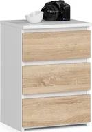 Szafki nocne - Fabryka Mebli Akord Szafka nocna CL3 40 cm 3 szuflady - biała-dąb sonoma - miniaturka - grafika 1