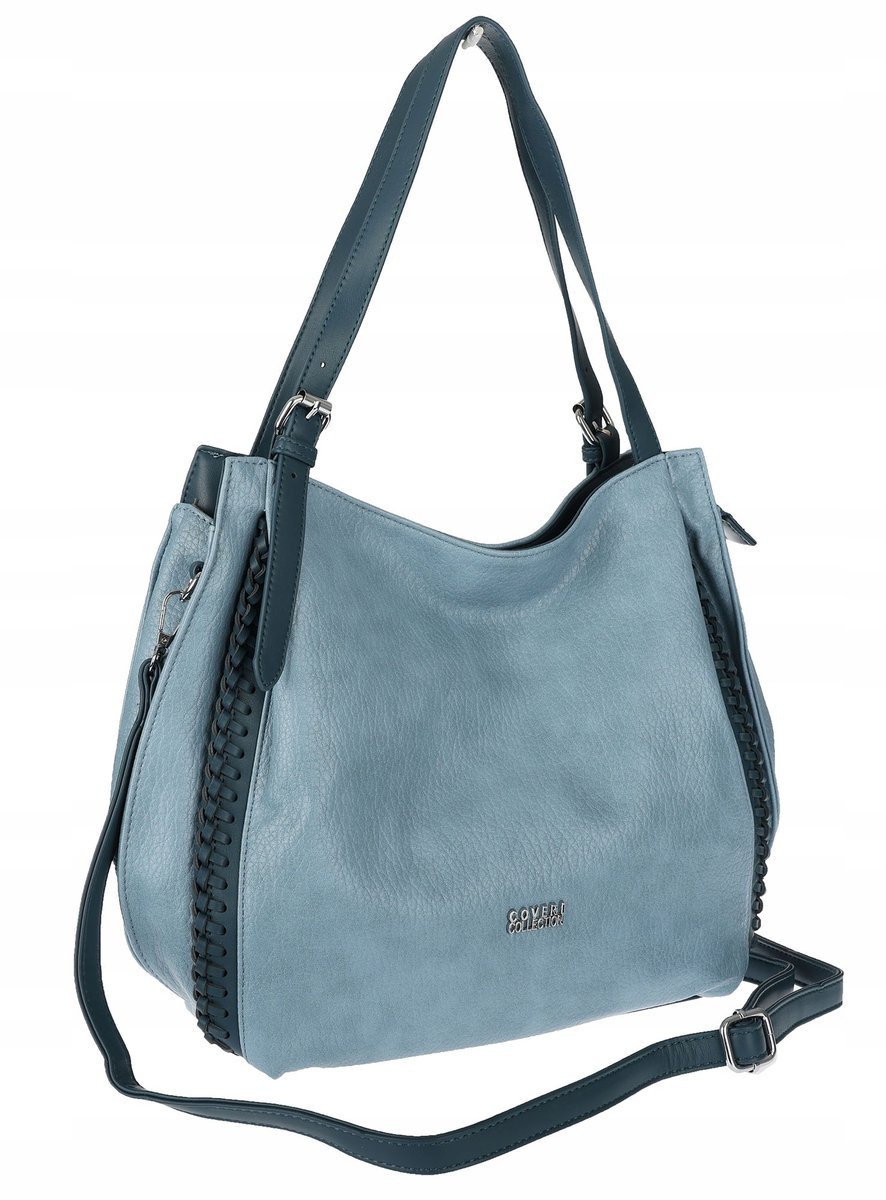 Torebka Damska shopper worek włoska marka coveri collection 6702 Niebieska