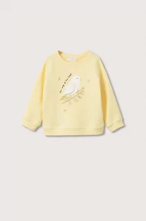 Bluzy damskie - Mango Kids Kids bluza bawełniana dziecięca Evas kolor żółty z aplikacją - grafika 1