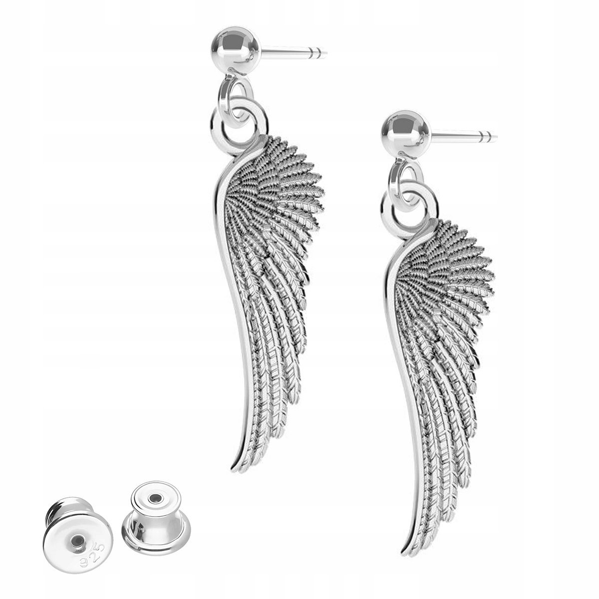 Kolczyki Srebrne ze Skrzydłami Skrzydła Wiszące Skrzydełka SREBRO 925