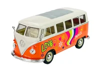 Samochody i pojazdy dla dzieci - WELLY 1963 VW VOLKSWAGEN T1 BUS POMARAŃCZOWY KWIATKI 1:24 - miniaturka - grafika 1