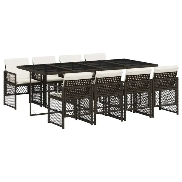 Zestaw Mebli Ogrodowych z Rattanu PE, Stół 220x106x73 cm, Krzesła 50,5x5