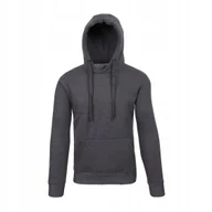 Bluzy męskie - Męska ocieplana bluza dresowa kangurka z kapturem L szara ciemna - miniaturka - grafika 1