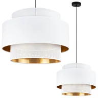 Lampy sufitowe - Lampa sufitowa wisząca Asti Trio biała glamour 1xE27 abażur okrągły 45cm biały/złoty siatka tkanina Light Home LH - miniaturka - grafika 1