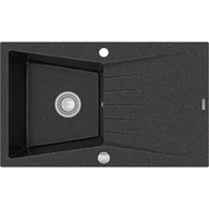 Zlewozmywaki - Mexen Cesar zlewozmywak granitowy 1-komorowy z ociekaczem 775 x 470 mm, czarny nakrapiany - 6514771010-76 - miniaturka - grafika 1