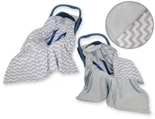 Otulacze - Duży otulacz dla niemowląt do fotelika nosidełka wózka dwustronny - Chevron szary - miniaturka - grafika 1