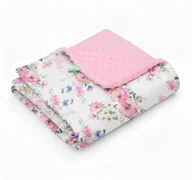 Koce i narzuty dla dzieci - Koc kocyk pled pledzik MINKY 75x100 (różowy +jabłonka biała) - miniaturka - grafika 1