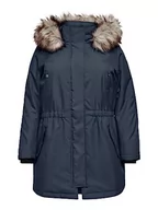 Kurtki damskie - ONLY Carmakoma Carirena Coat OTW parka damska, Indie Ink/Szczegóły: Nature FUR, S - miniaturka - grafika 1
