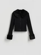 Swetry damskie - Reserved - Sweter z kołnierzem - czarny - miniaturka - grafika 1