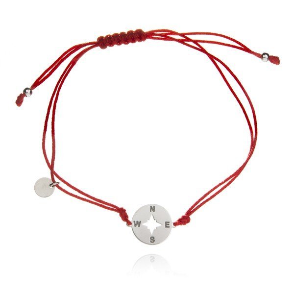 ankabizuteria.pl Bransoletka srebrna na czerwonym sznureczku RÓŻA WIA