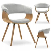 Krzesła - Lekkie Przestronne Krzesło Z Drewna Giętego Elina Dąb Tkanina Premium Szare - miniaturka - grafika 1