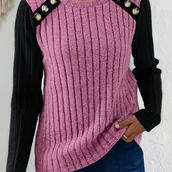 Bluzki damskie - TEMU Damska Modowa Casual Jesień Sztruksowa Prążkowana Kolorowa Bluza z Długim Rękawem i Guzikami - miniaturka - grafika 1