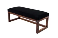 Ławki do przedpokoju - Ławka na buty LPG-2 185cm EMRAWOOD drewno lite kolor orzech siedzisko gładkie kolor czarny - miniaturka - grafika 1