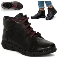 Półbuty damskie - Damskie Półbuty Maciejka SKÓRZANE Sportowe Trzewiki Sznurowane Czarne 39 - miniaturka - grafika 1