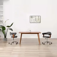 Krzesła - vidaXL Obrotowe krzesło stołowe, szare, gięte drewno i tkanina - miniaturka - grafika 1