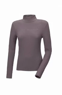 Koszulki jeździeckie - Pikeur Golf damski prążkowany - purple grey - grafika 1