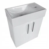 Szafki łazienkowe - Mała szafka łazienkowa wisząca z umywalką lewa/prawa drzwi praktyczna biała - miniaturka - grafika 1