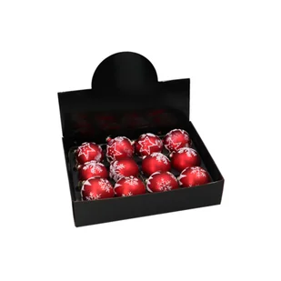 Bombka szklana dekorowana 8 cm czerwono-biały - Bombki - miniaturka - grafika 1