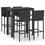 Pozostałe meble ogrodowe - vidaXL 5-cz zestaw mebli barowych z podłokietnikami czarny rattan PE 3064811 - miniaturka - grafika 1