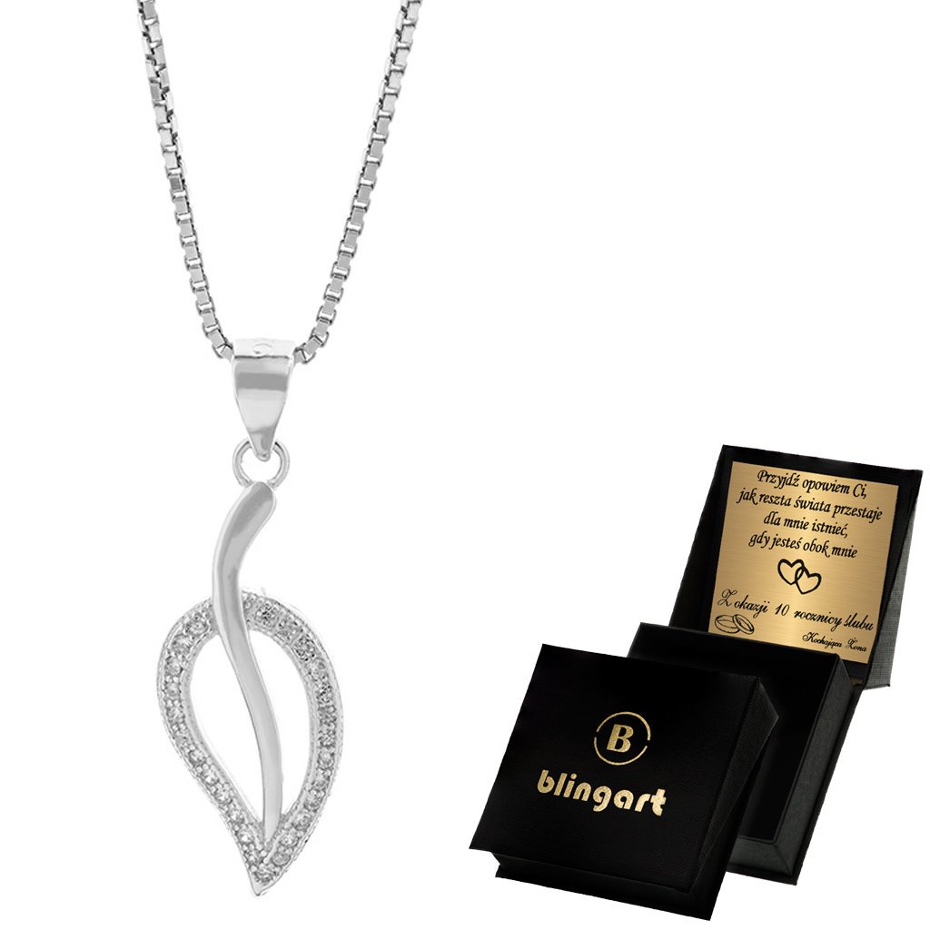 Naszyjnik srebrny 925 damski z zawieszką LISTEK ko