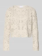 Swetry damskie - Kardigan z szydełkowej koronki z okrągłym dekoltem - miniaturka - grafika 1