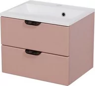 Szafki łazienkowe - Szafka łazienkowa pudrowy róż 50 cm MAGNOLIA z umywalką - czarne uchwyty - miniaturka - grafika 1