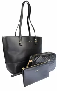 Torebka Skóra Włoska Z Kosmetyczką Oraz Portfelem 3w1 JENNIFER JONES Elegancki Stylowy Kuferek 3140 CZARNY - Torebki damskie Torebka Skóra Włoska Z Kosmetyczką Oraz Portfelem 3w1 JENNIFER JONES Elegancki Stylowy Kuferek 3140 CZARNY - Torebki damskie - miniaturka - grafika 1