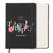 Notesy i bloczki - NOTES A5 CZARNY W Linie Gumka TROPIC KWIATY Wzory - miniaturka - grafika 1