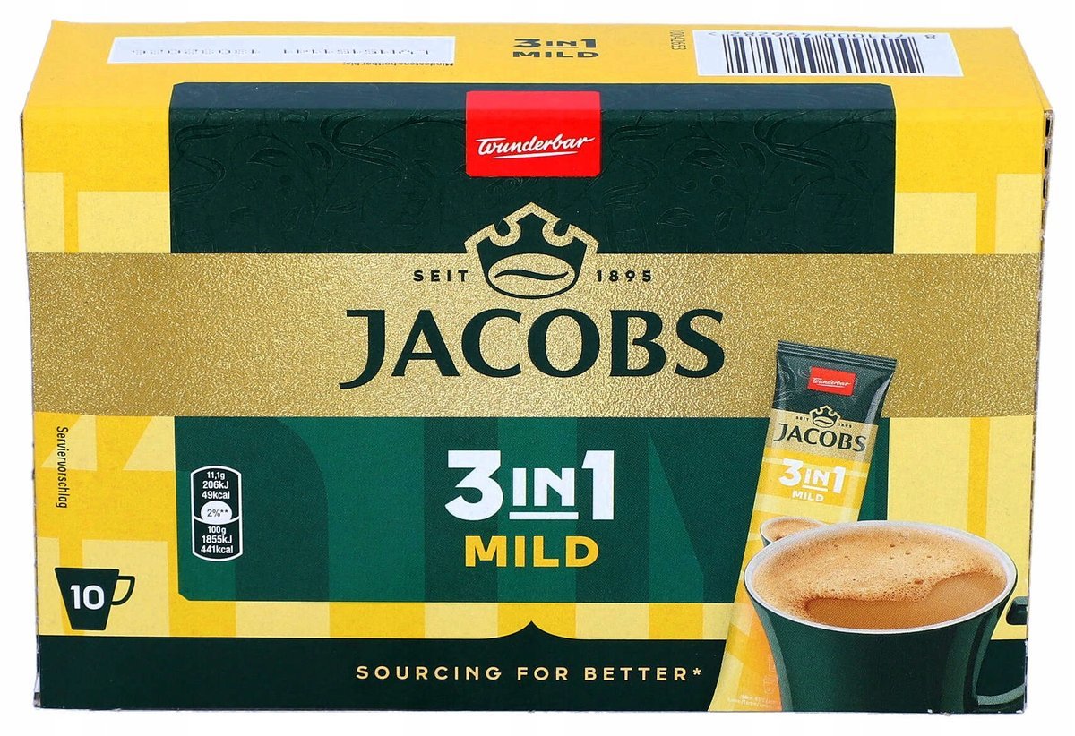 JACOBS MILD KAWA ROZPUSZCZALNA W SASZETKACH 3w1 10szt/110g Z NIEMIEC